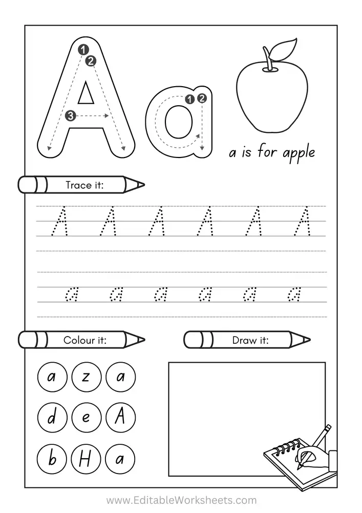 Kindergarten Alphabet Worksheets Free Printables A to Z 01