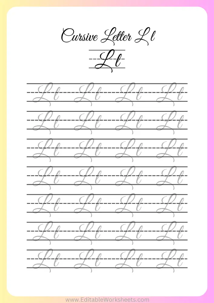 Cursive Writing Worksheets A to Z 12