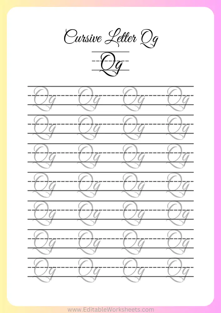 Cursive Writing Worksheets A to Z 17