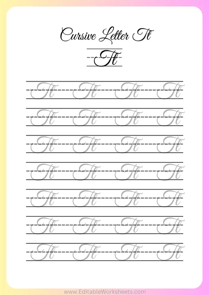 Cursive Writing Worksheets A to Z 20