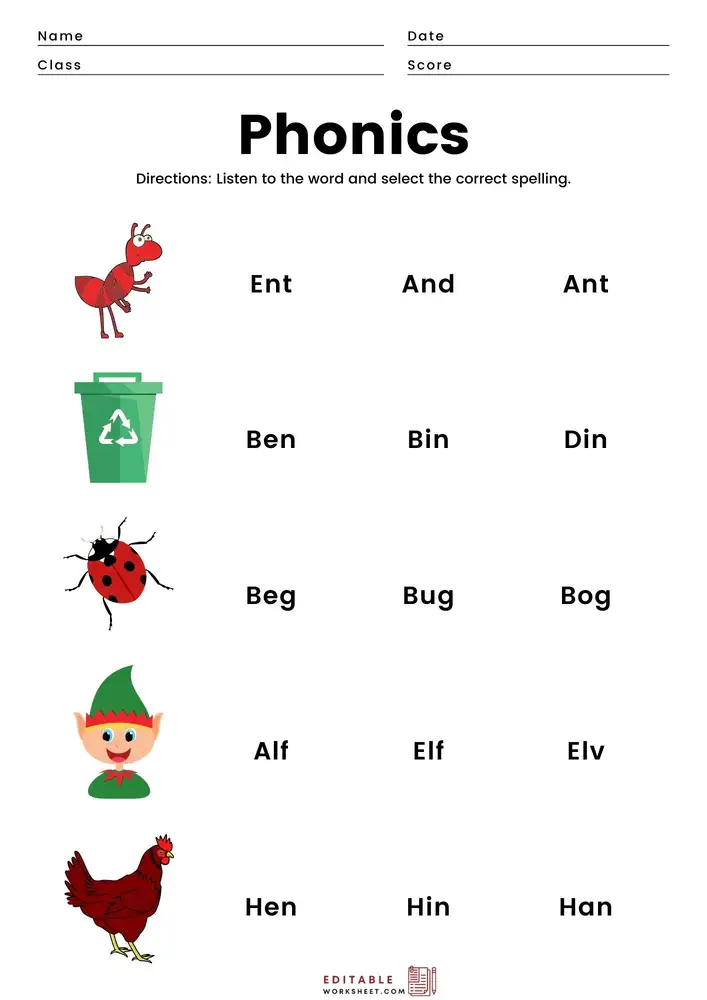 Editable English Worksheets for Kindergarten 05