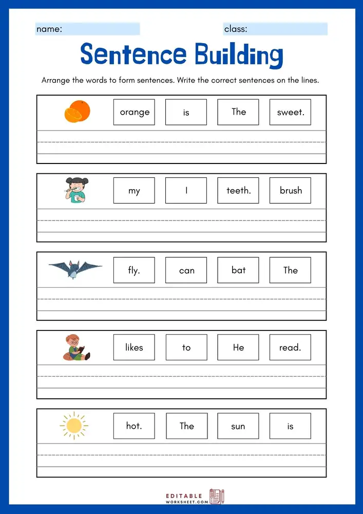 Editable English Worksheets for Kindergarten 11