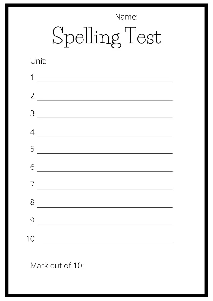 Editable Spelling Worksheets 03