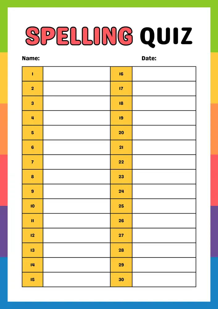 Editable Spelling Worksheets 13