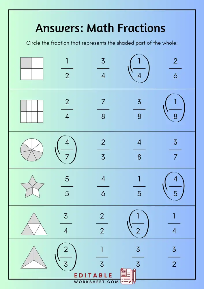 Fraction Worksheets with Answers PDF 05