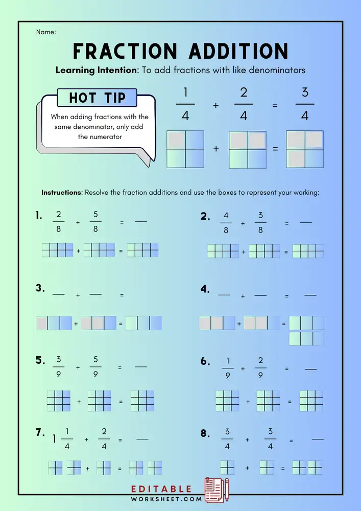 Fraction Worksheets with Answers PDF 10