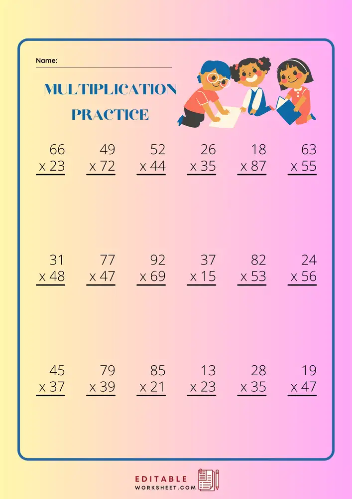 Free Printable Multiplication Worksheets 1 12 03