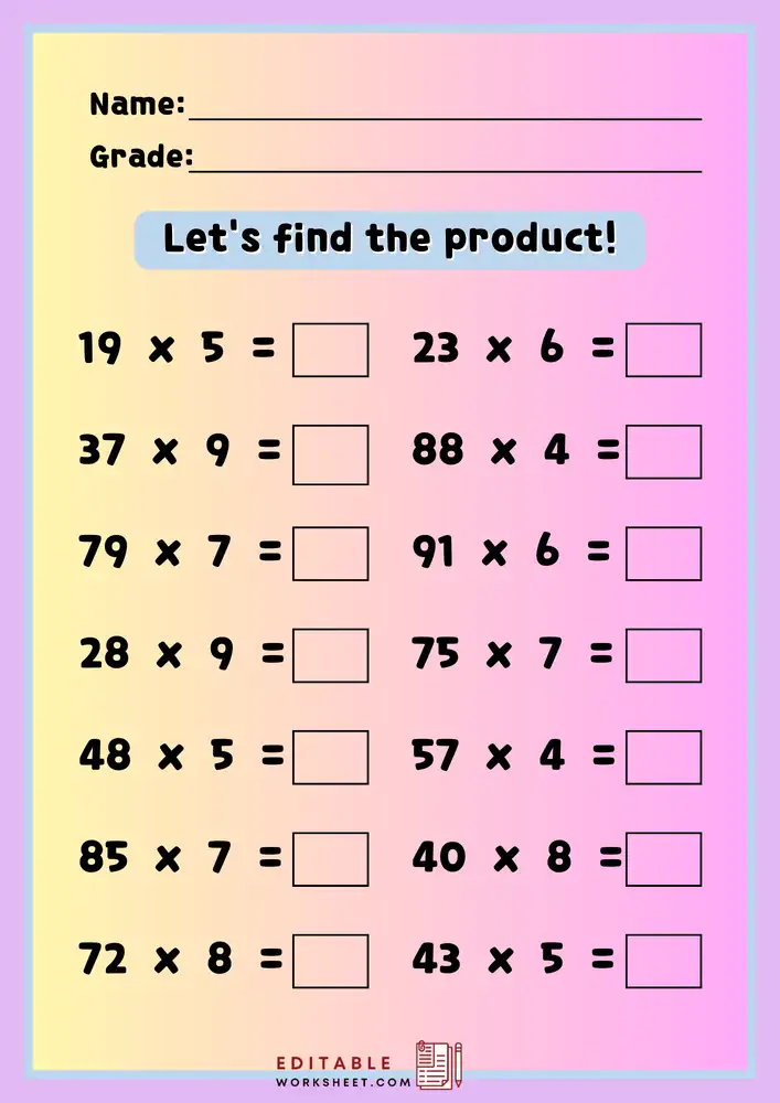 Free Printable Multiplication Worksheets 1 12 18