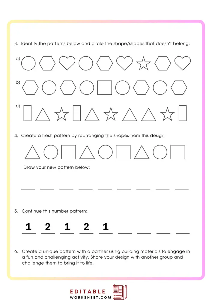 Free Printable Pattern Worksheets PDF 04