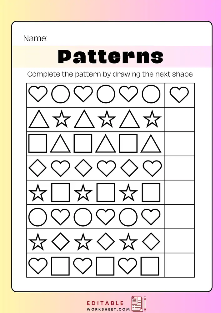 Free Printable Pattern Worksheets PDF 09