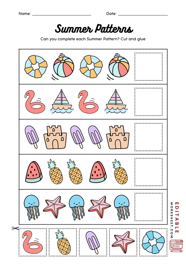 Free Printable Pattern Worksheets PDF 10