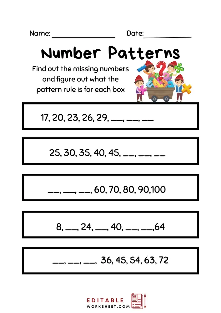 Free Printable Pattern Worksheets PDF 11