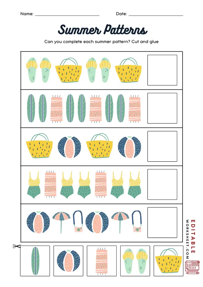 Free Printable Pattern Worksheets PDF 15