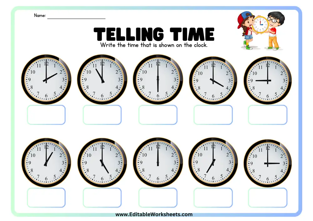 Free Printable Telling Time Worksheets 01