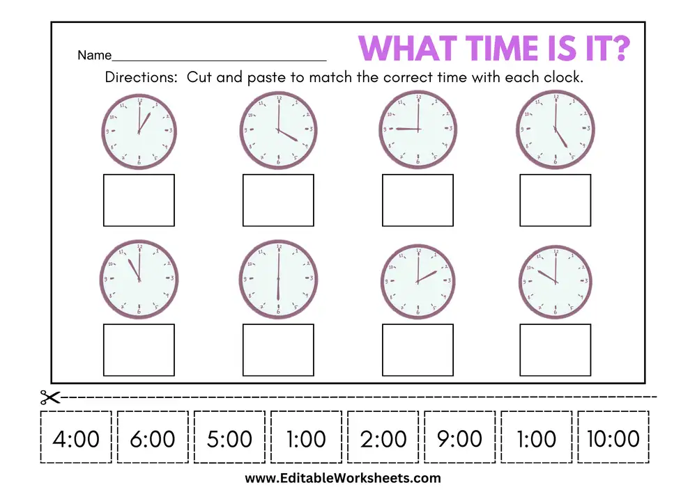 Free Printable Telling Time Worksheets 02