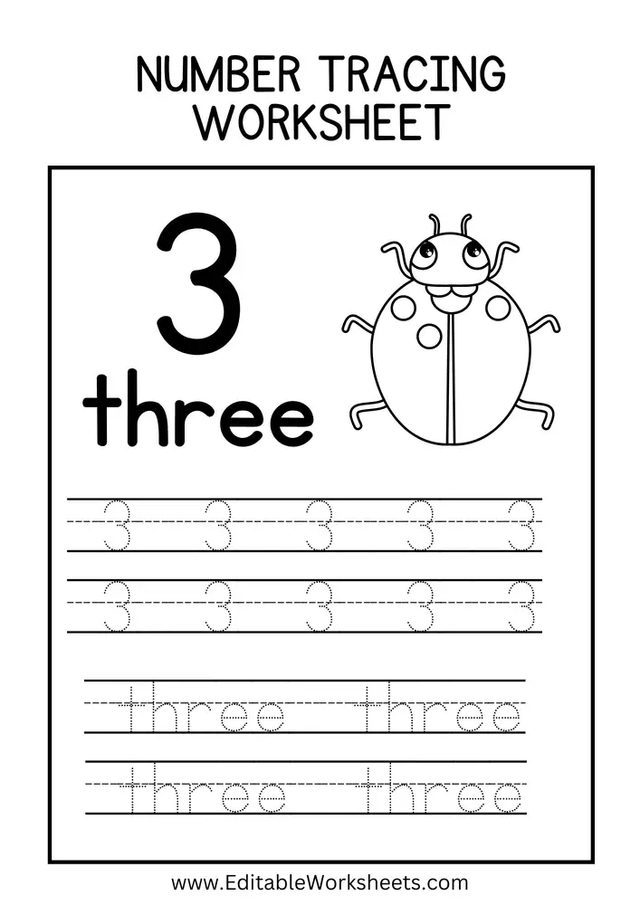 Number Tracing Worksheets PDF Free Download 03