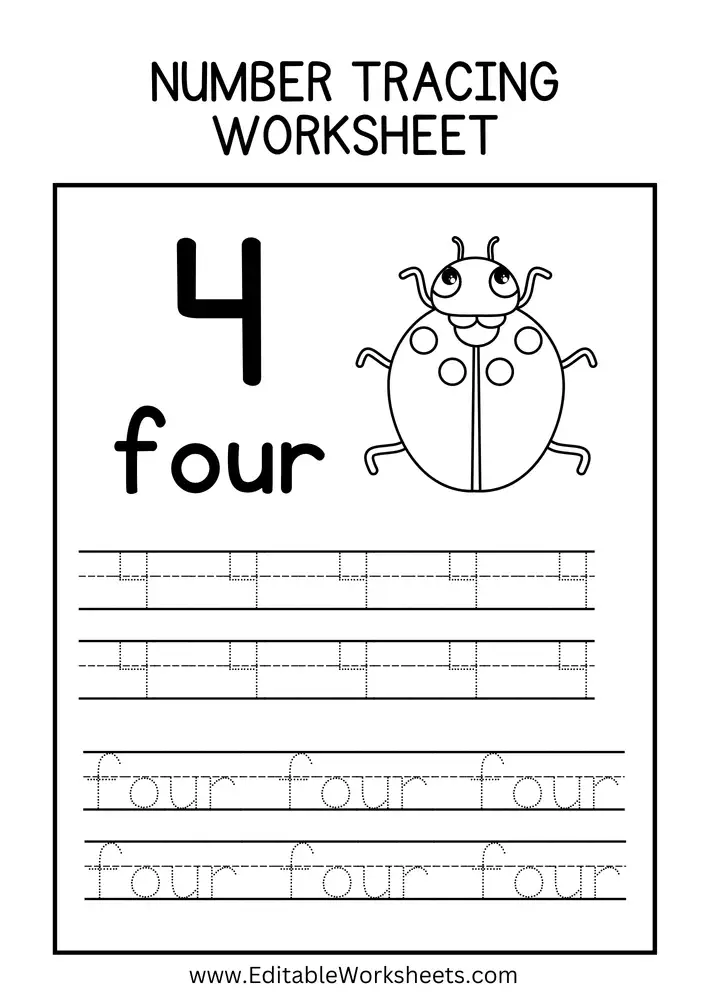 Number Tracing Worksheets PDF Free Download 04