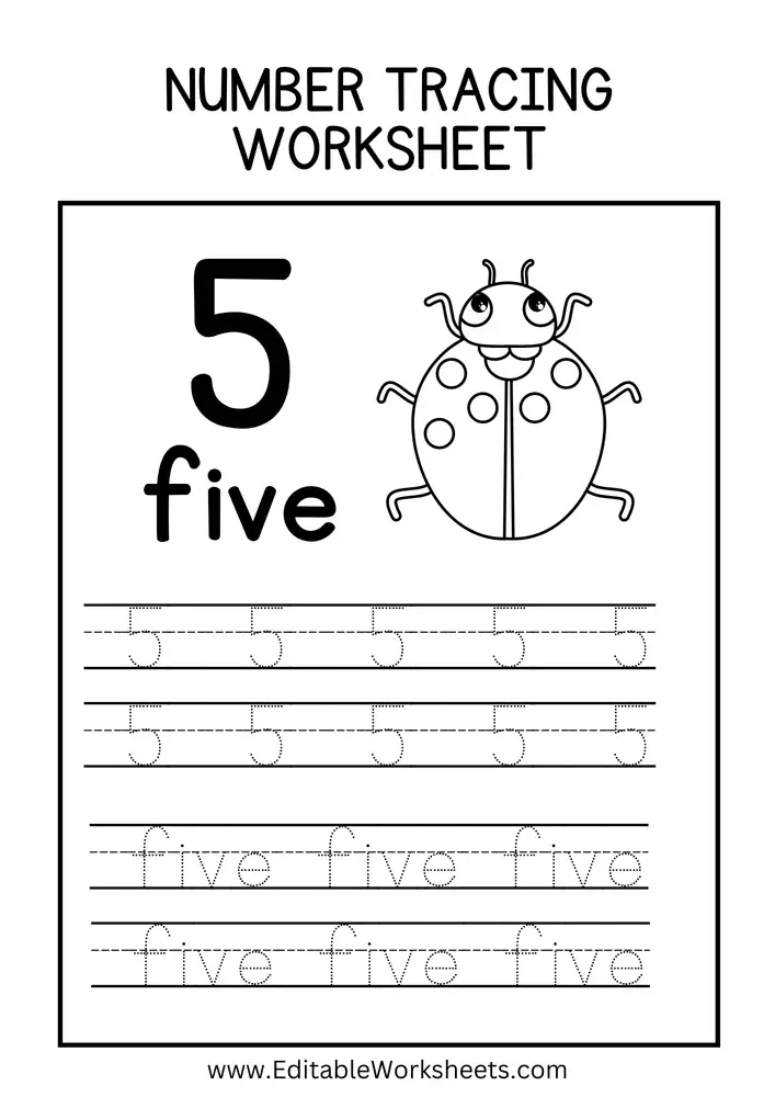 Number Tracing Worksheets PDF Free Download 05