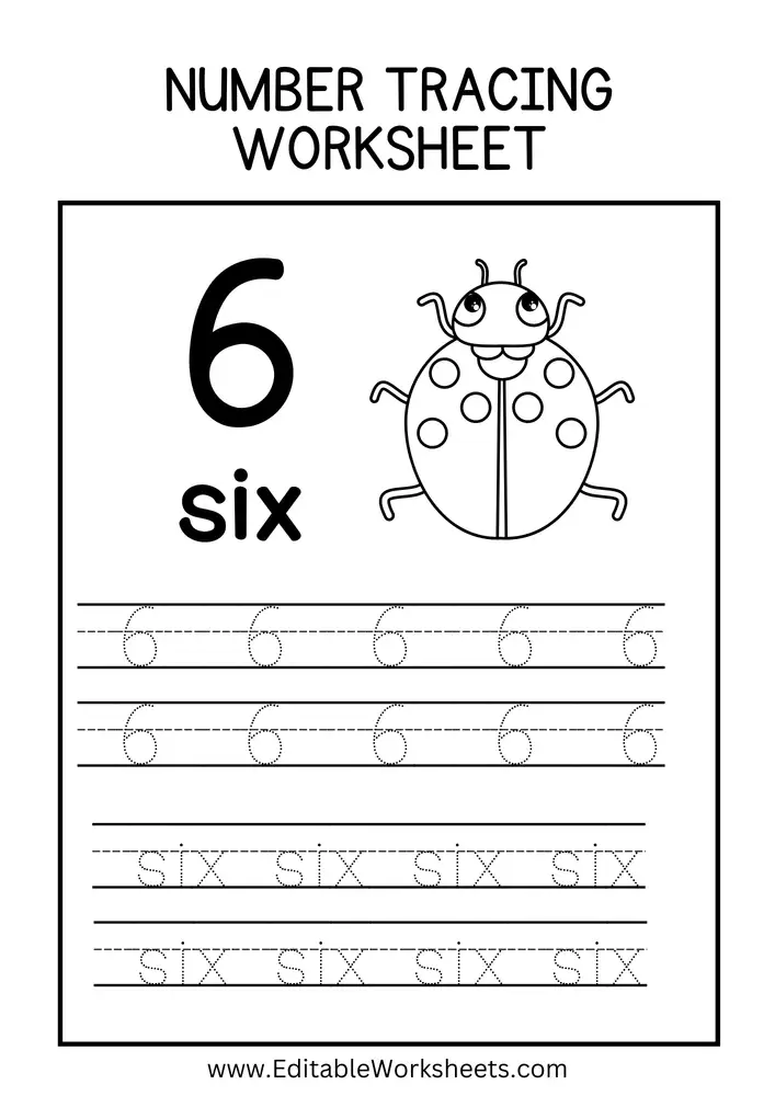 Number Tracing Worksheets PDF Free Download 06