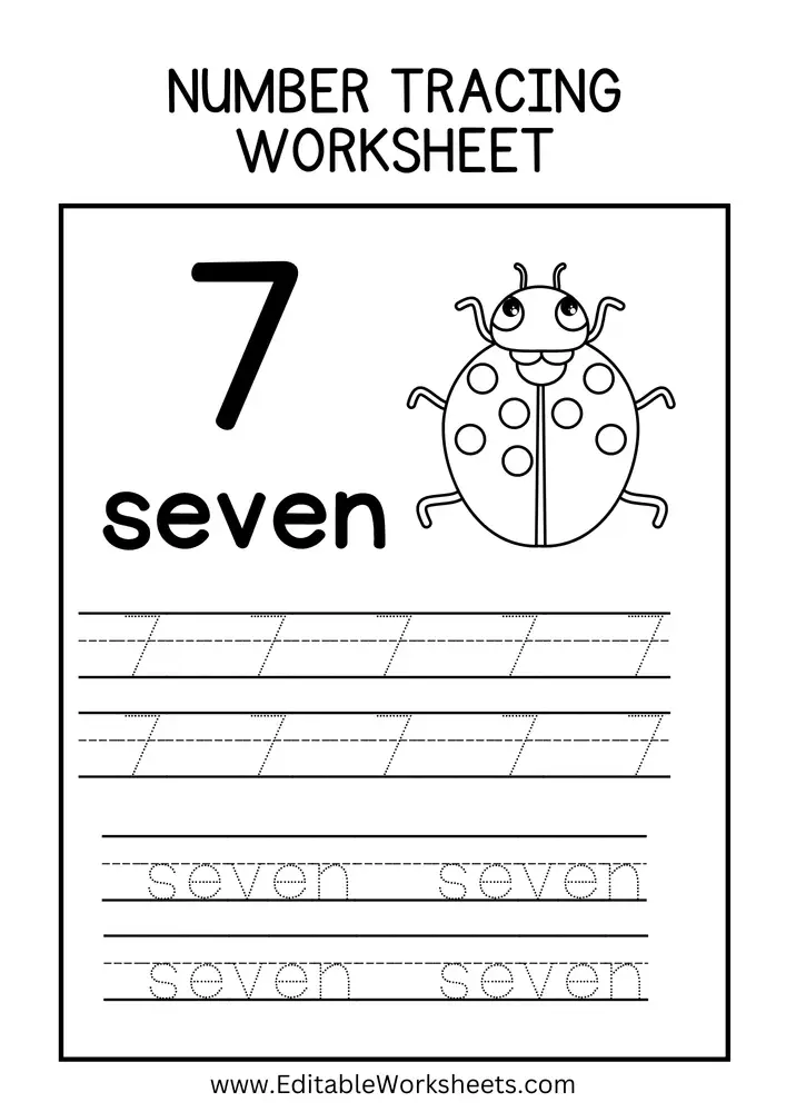 Number Tracing Worksheets PDF Free Download 07