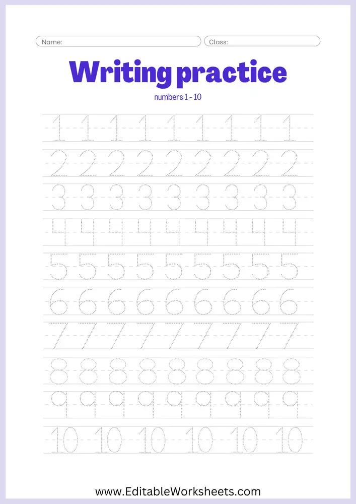 Number Tracing Worksheets PDF Free Download 11