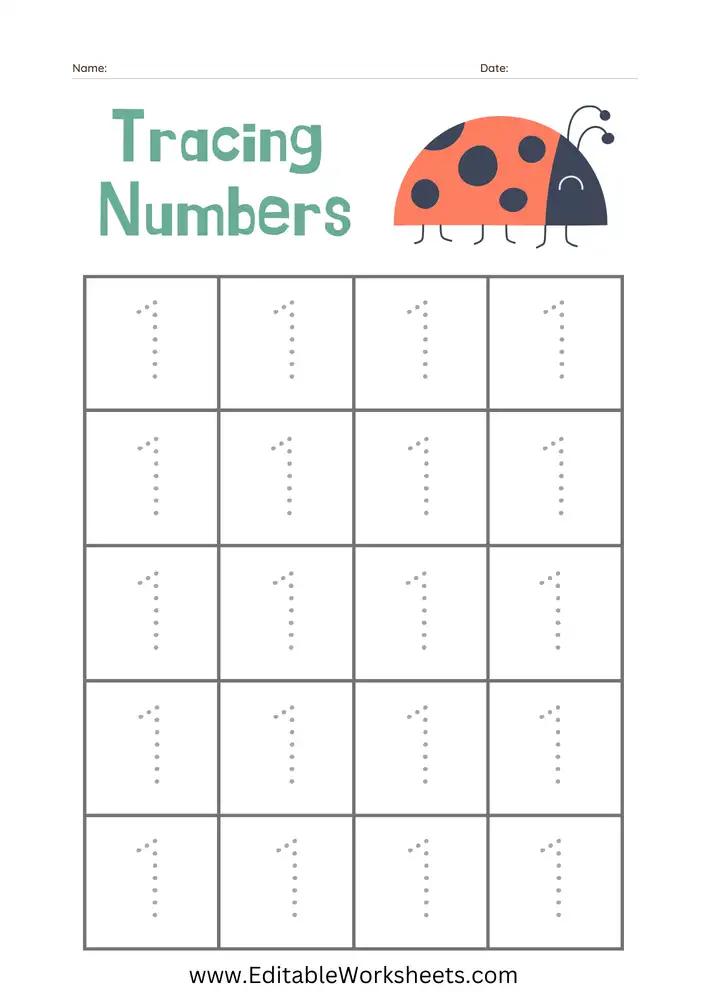 Number Tracing Worksheets PDF Free Download 12