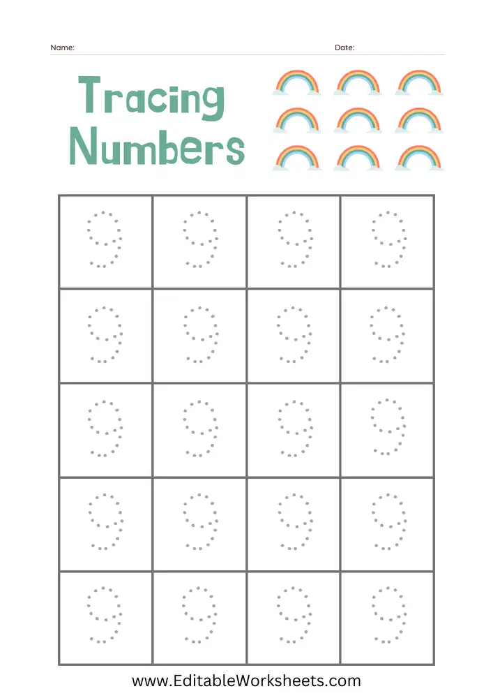 Number Tracing Worksheets PDF Free Download 20