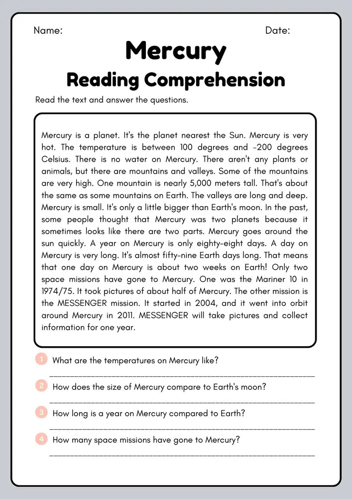 Summer Reading Comprehension Worksheets PDF with Answers 01