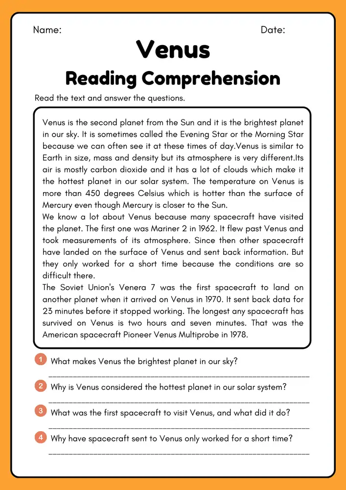 Summer Reading Comprehension Worksheets PDF with Answers 02