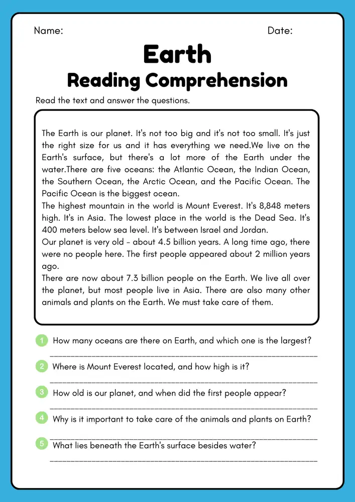 Summer Reading Comprehension Worksheets PDF with Answers 03