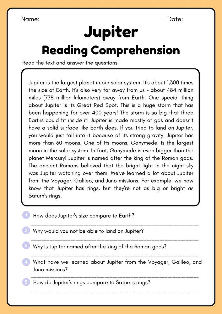 Summer Reading Comprehension Worksheets PDF with Answers 05