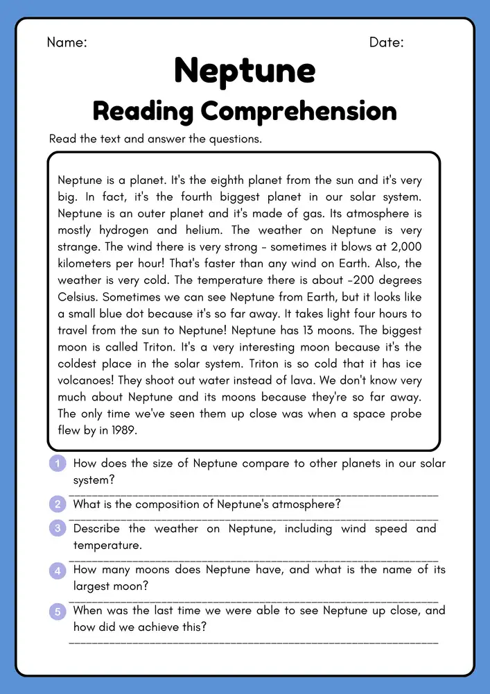 Summer Reading Comprehension Worksheets PDF with Answers 08