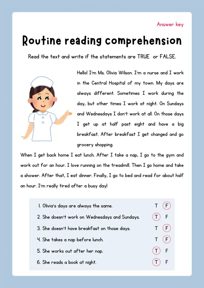 Summer Reading Comprehension Worksheets PDF with Answers 14