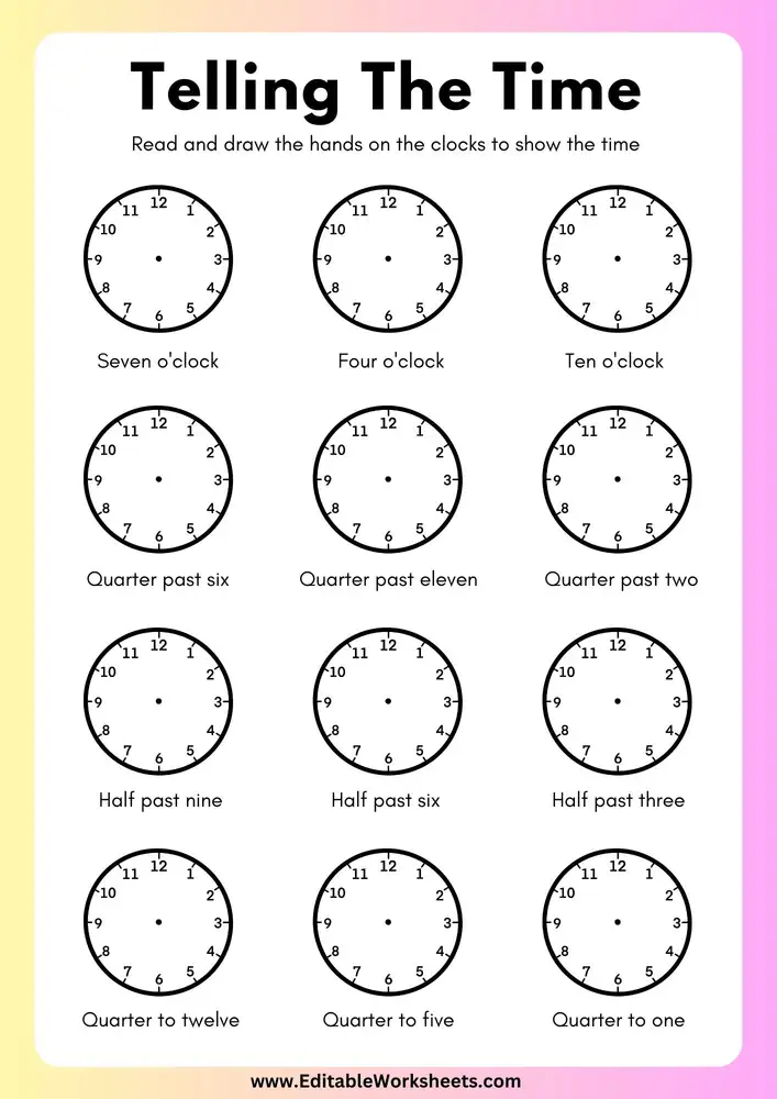 Telling Time Worksheets 01