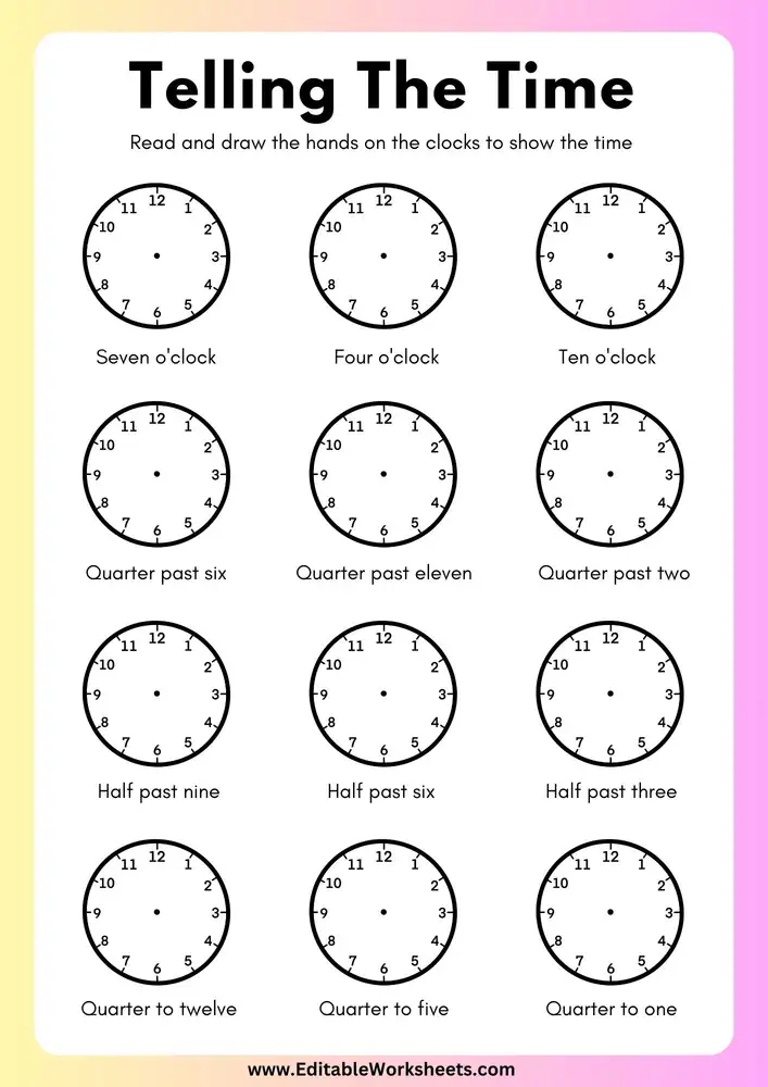 Telling Time Worksheets 02