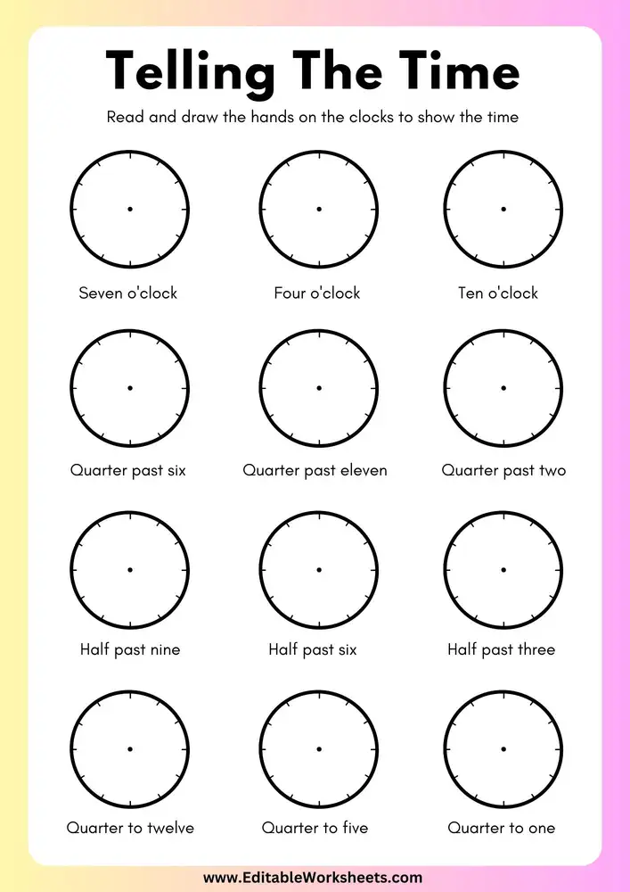 Telling Time Worksheets 03