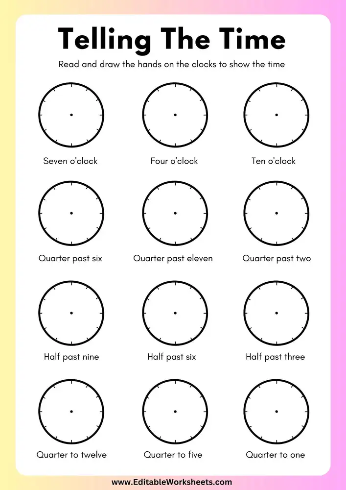 Telling Time Worksheets 04