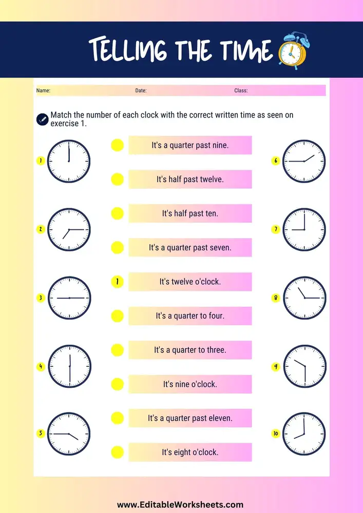 Telling Time Worksheets 05