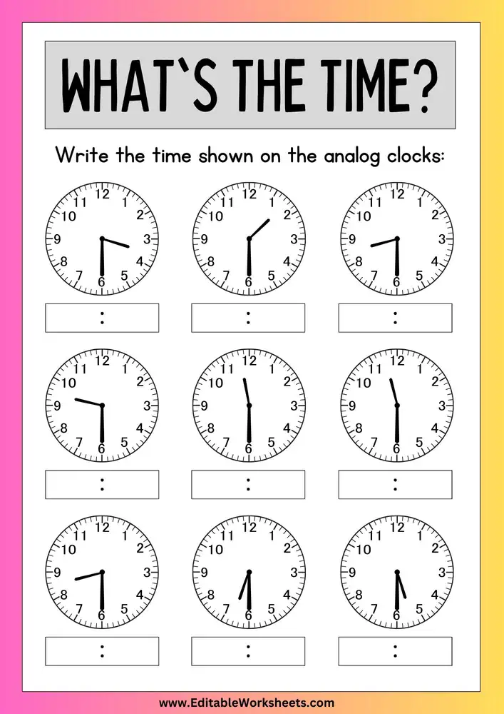 Telling Time Worksheets PDF 04