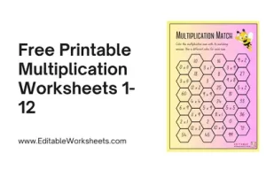 Free Printable Multiplication Worksheets 1 12 01