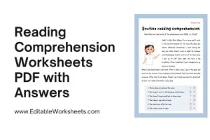 Reading Comprehension Worksheets PDF with Answers Presentation