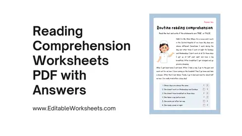 Reading Comprehension Worksheets PDF with Answers Presentation