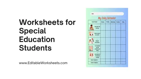 Worksheets for Special Education Students Presentation